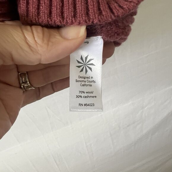 Athleta Wool Cashmere Sweater Size L Burgundy Red Pullover Crewneck Relaxed Fit - Picture 5 of 8